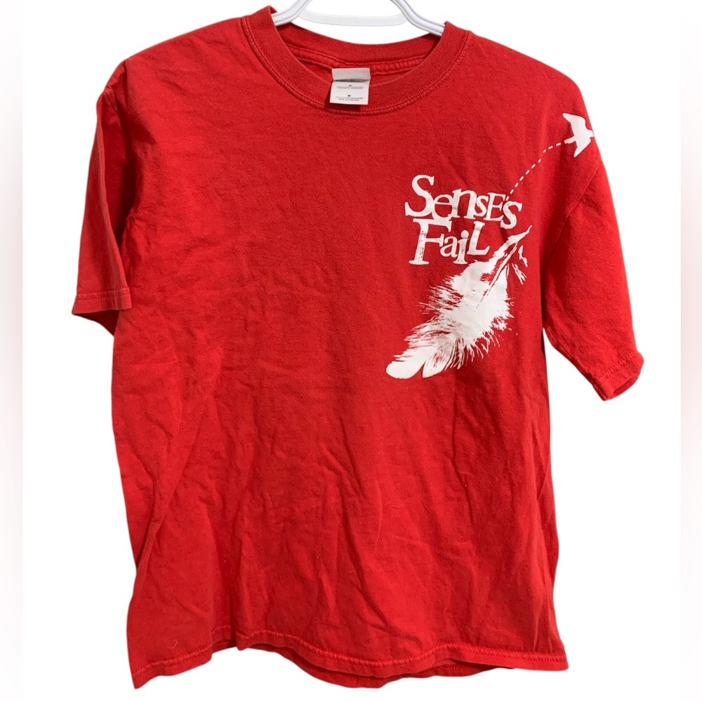 Vintage Y2K 2004 Senses Fail Band T-Shirt Size Medium Red & White